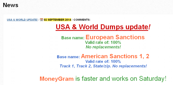 Un nouveau lot massif de cartes étiquetées "American Sanctions" et "European Sanctions" a été mis en vente le mardi 2 septembre 2014.